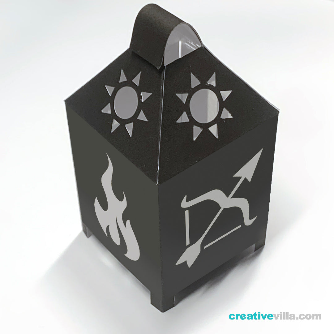 Sagittarius Zodiac Mini Desktop Lantern DIY Low Poly Paper Model Template, Cricut Paper Craft