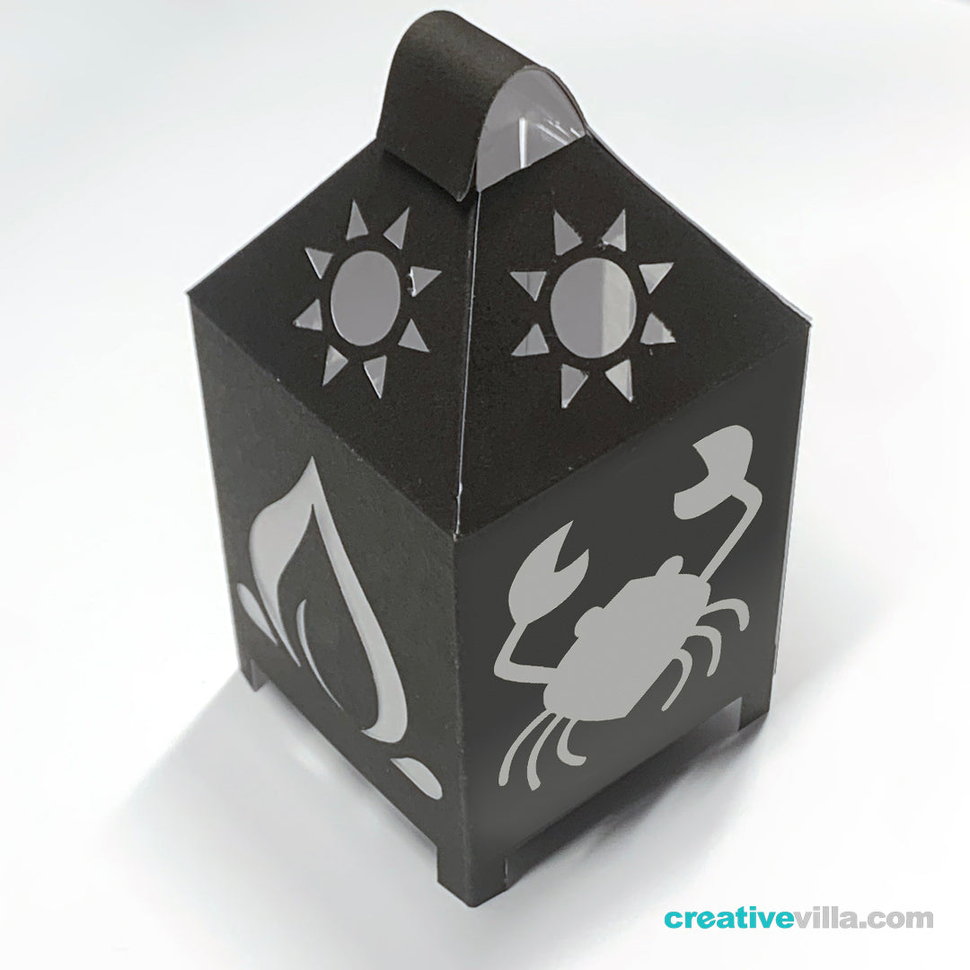 Cancer Zodiac Mini Desktop Lantern DIY Low Poly Paper Model Template, Cricut Paper Craft