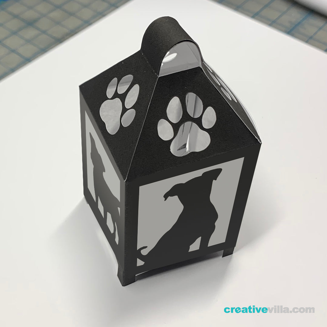 Jack Russell Terrier Dog Mini Desktop Lantern DIY Low Poly Paper Model Template, Cricut Paper Craft