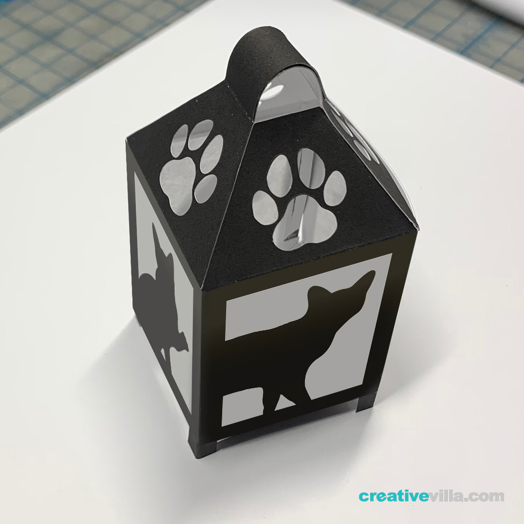 Cat Mini Desktop Lantern DIY Low Poly Paper Model Template, Cricut Paper Craft