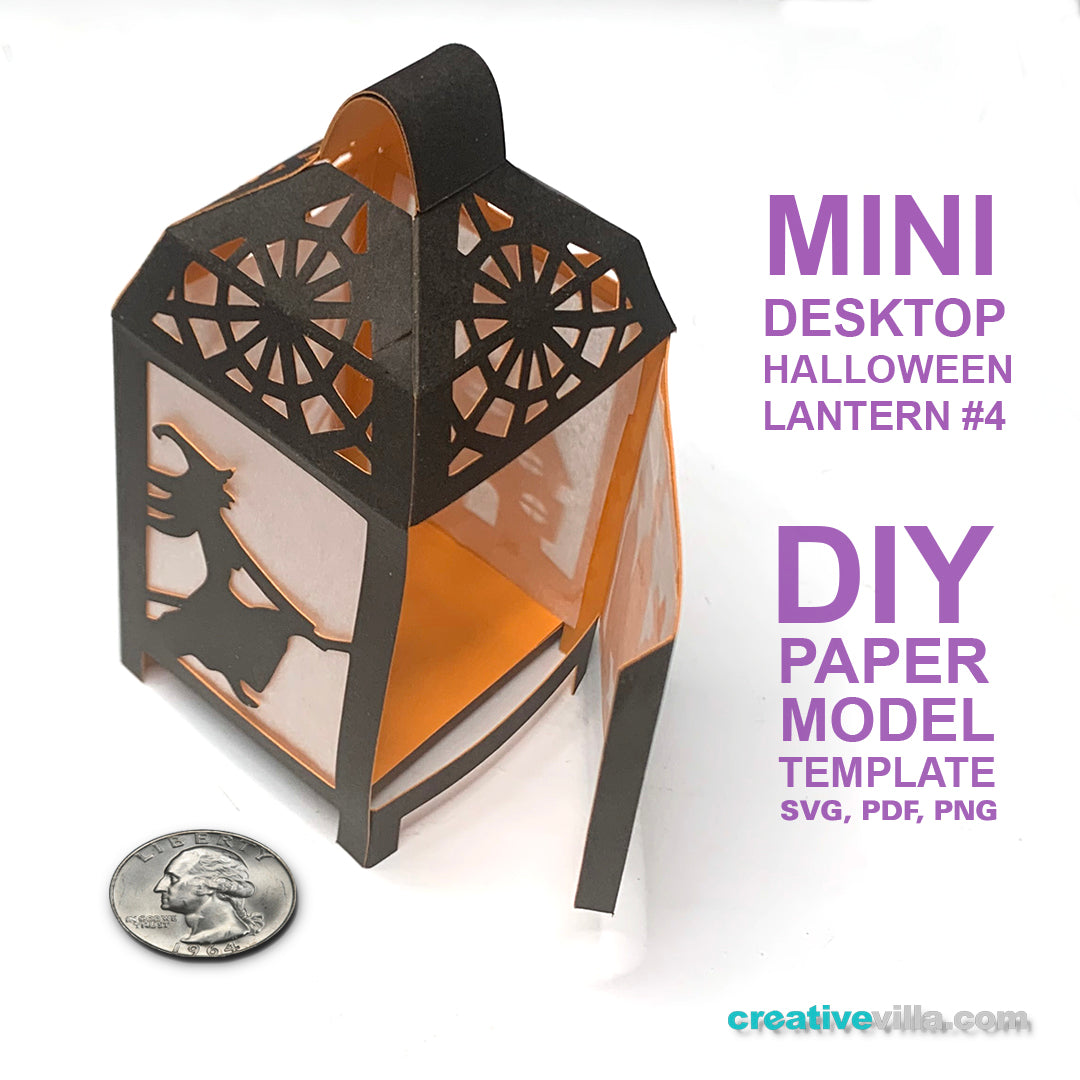 Halloween Mini Desktop Lantern #4 DIY Low Poly Paper Model Template, Paper Craft