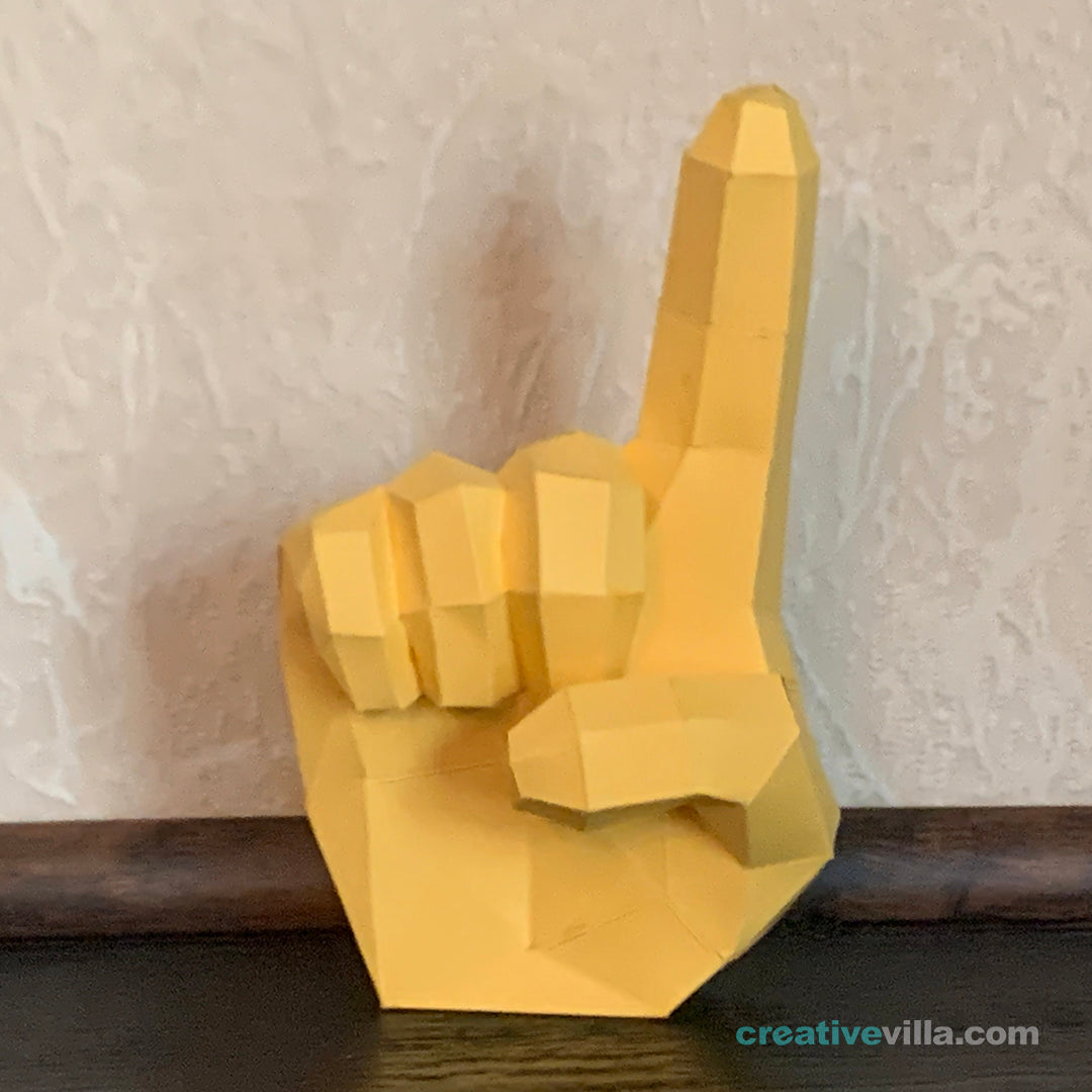 Emoji inspired Hand - Number One! - DIY Low Poly Paper Model Template, Paper Craft
