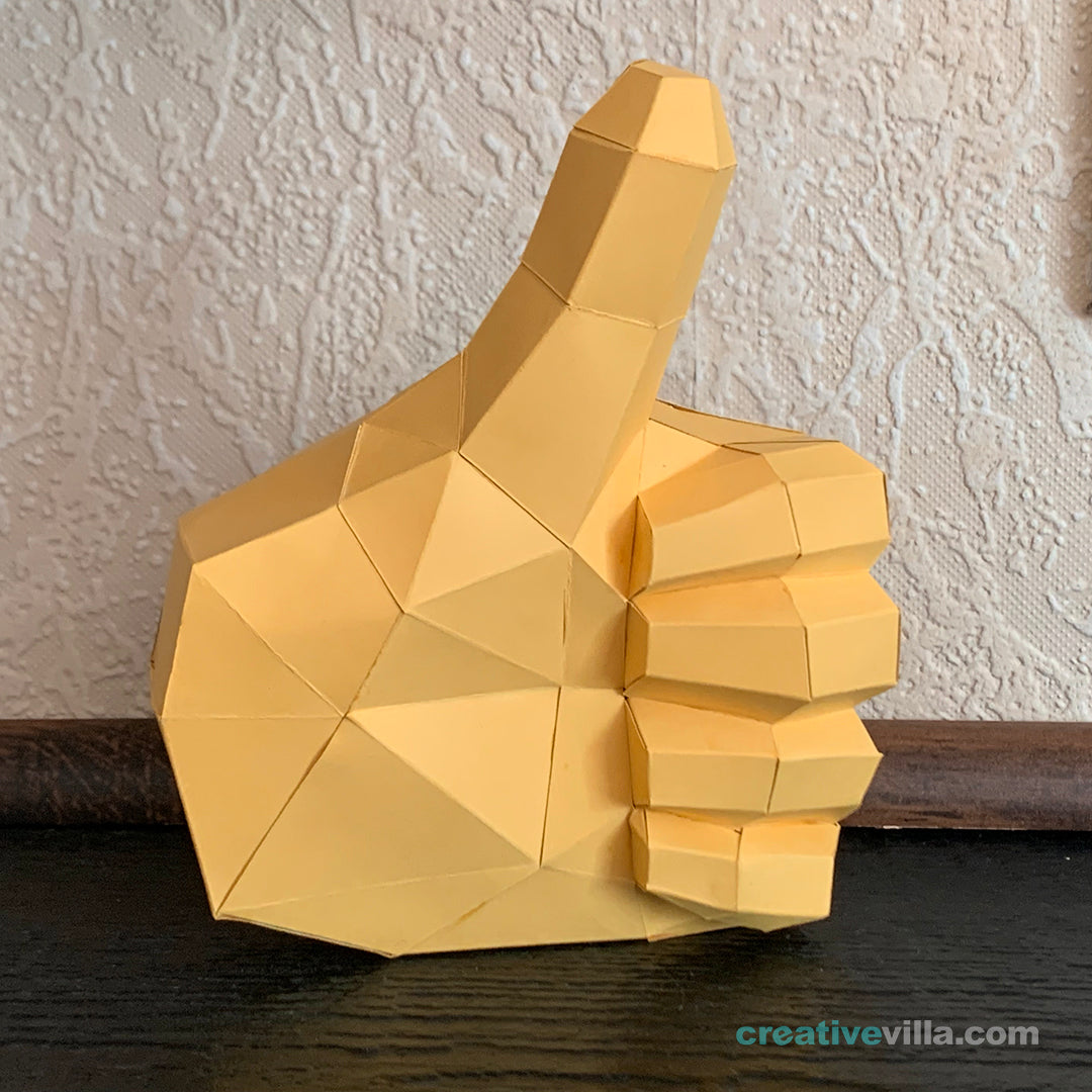 Emoji inspired Hand - Thumbs Up! - DIY Low Poly Paper Model Template, Paper Craft