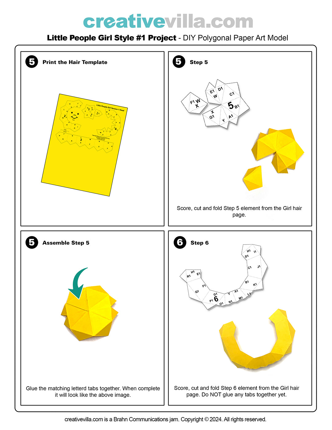 Little People Girl Style #1- DIY Low Poly Paper Model Template, Paper Craft