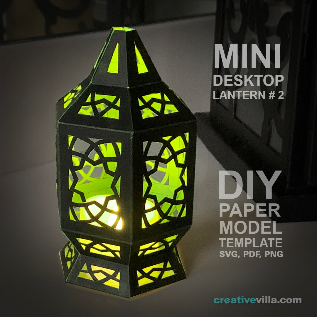 Mini Desktop Lantern #2 DIY Low Poly Paper Model Template, Paper Craft