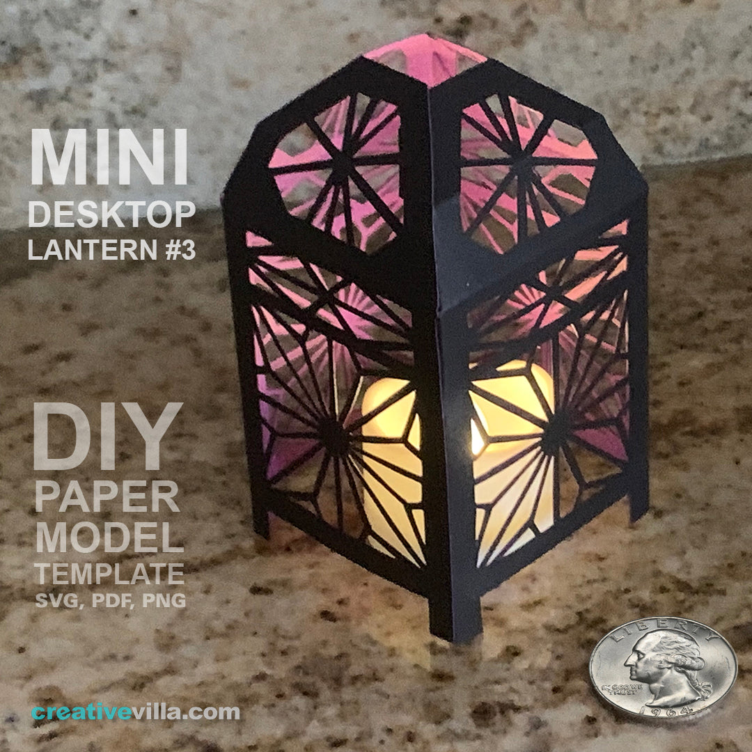 Mini Desktop Lantern #3 DIY Low Poly Paper Model Template, Paper Craft