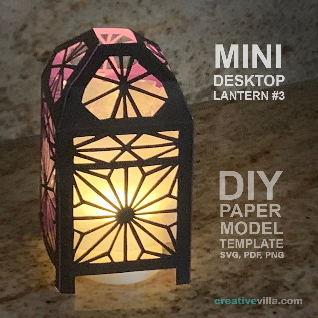 Mini Desktop Lantern #3 DIY Low Poly Paper Model Template, Paper Craft