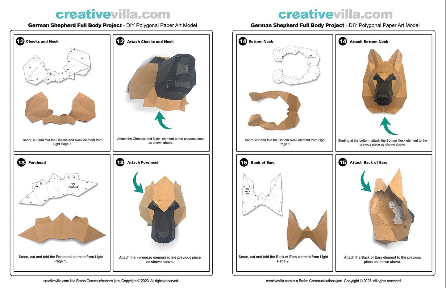 German Shepherd Dog - DIY Low Poly Paper Model Template, Paper Craft