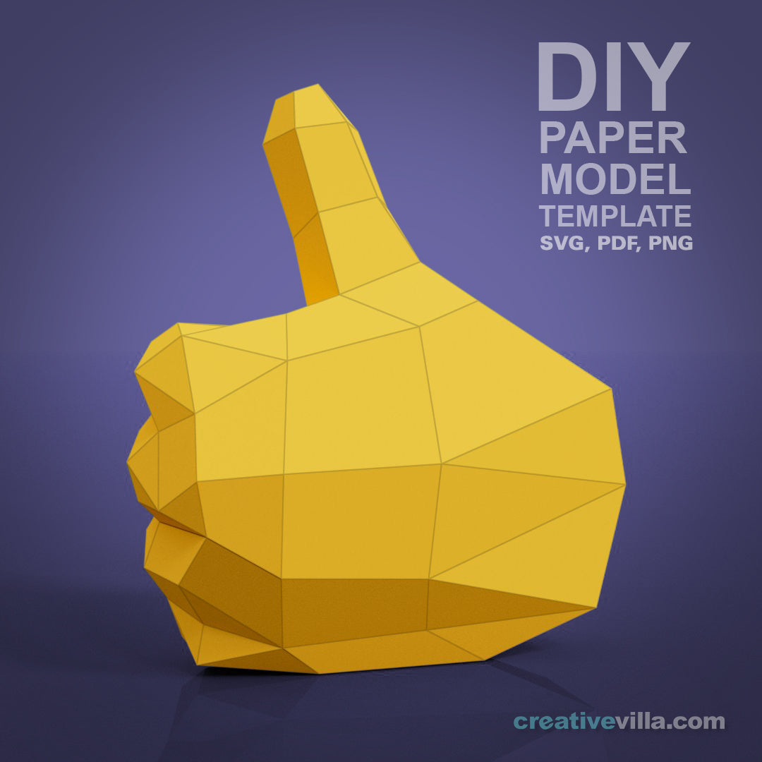 Emoji inspired Hand - Thumbs Up! - DIY Low Poly Paper Model Template, Paper Craft