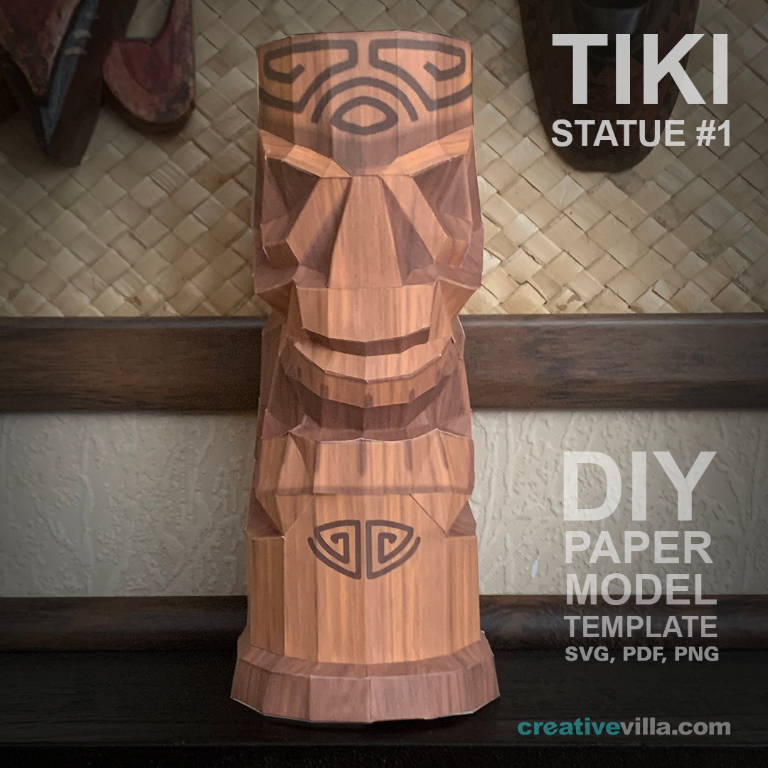 Tiki Statue #1 - DIY Polygonal Paper Art Model Template, Paper Craft