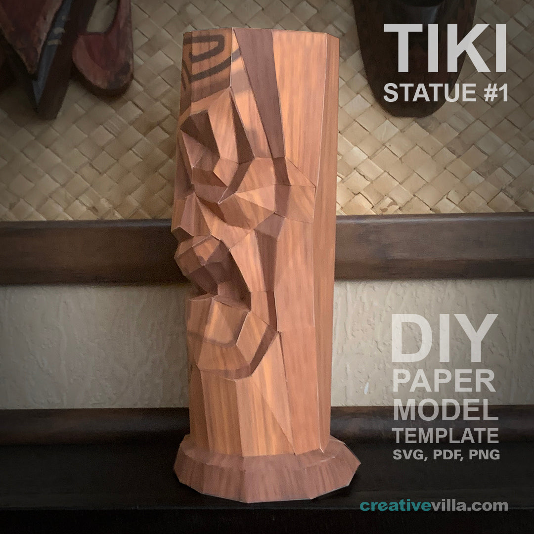 Tiki Statue #1 - DIY Polygonal Paper Art Model Template, Paper Craft