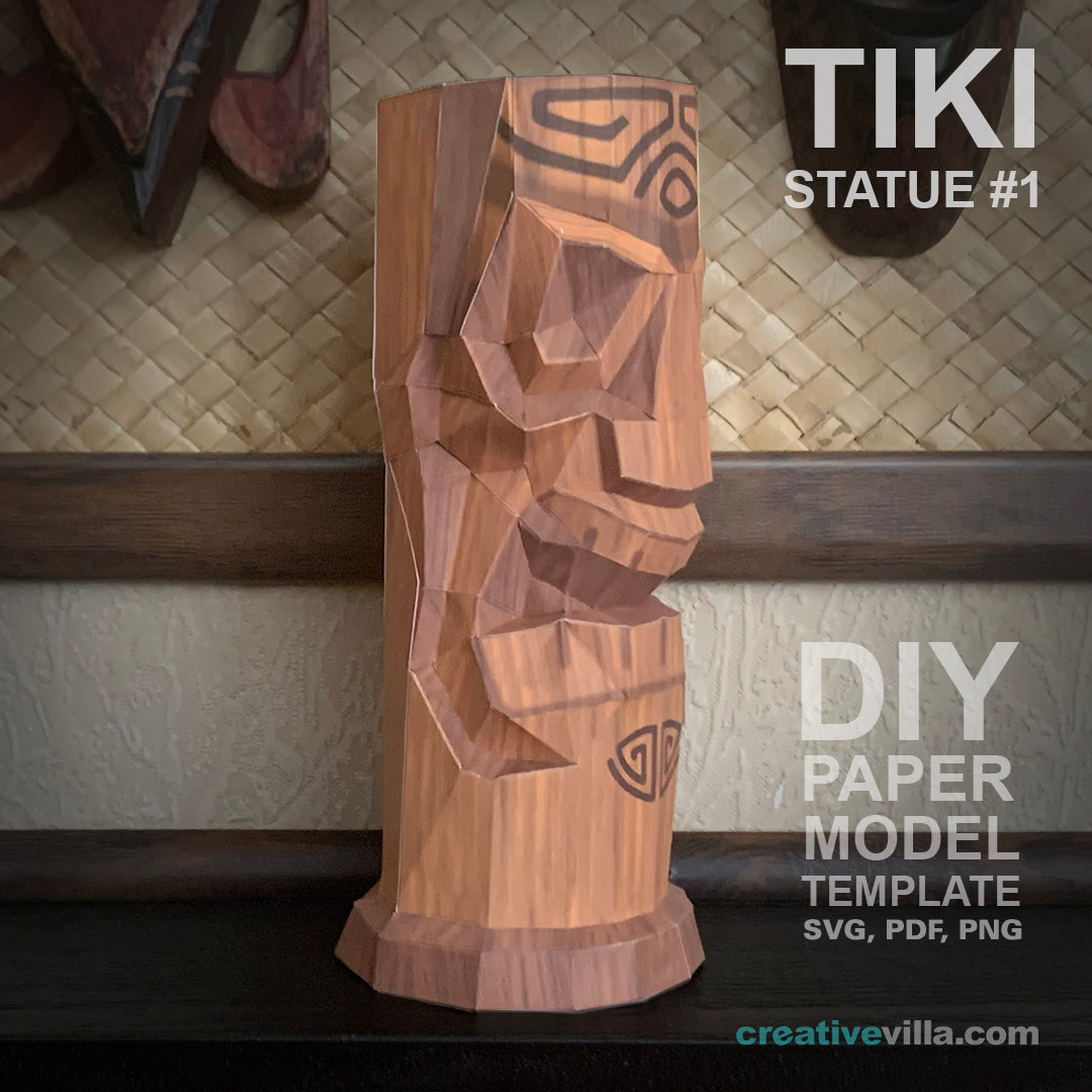 Tiki Statue #1 - DIY Polygonal Paper Art Model Template, Paper Craft