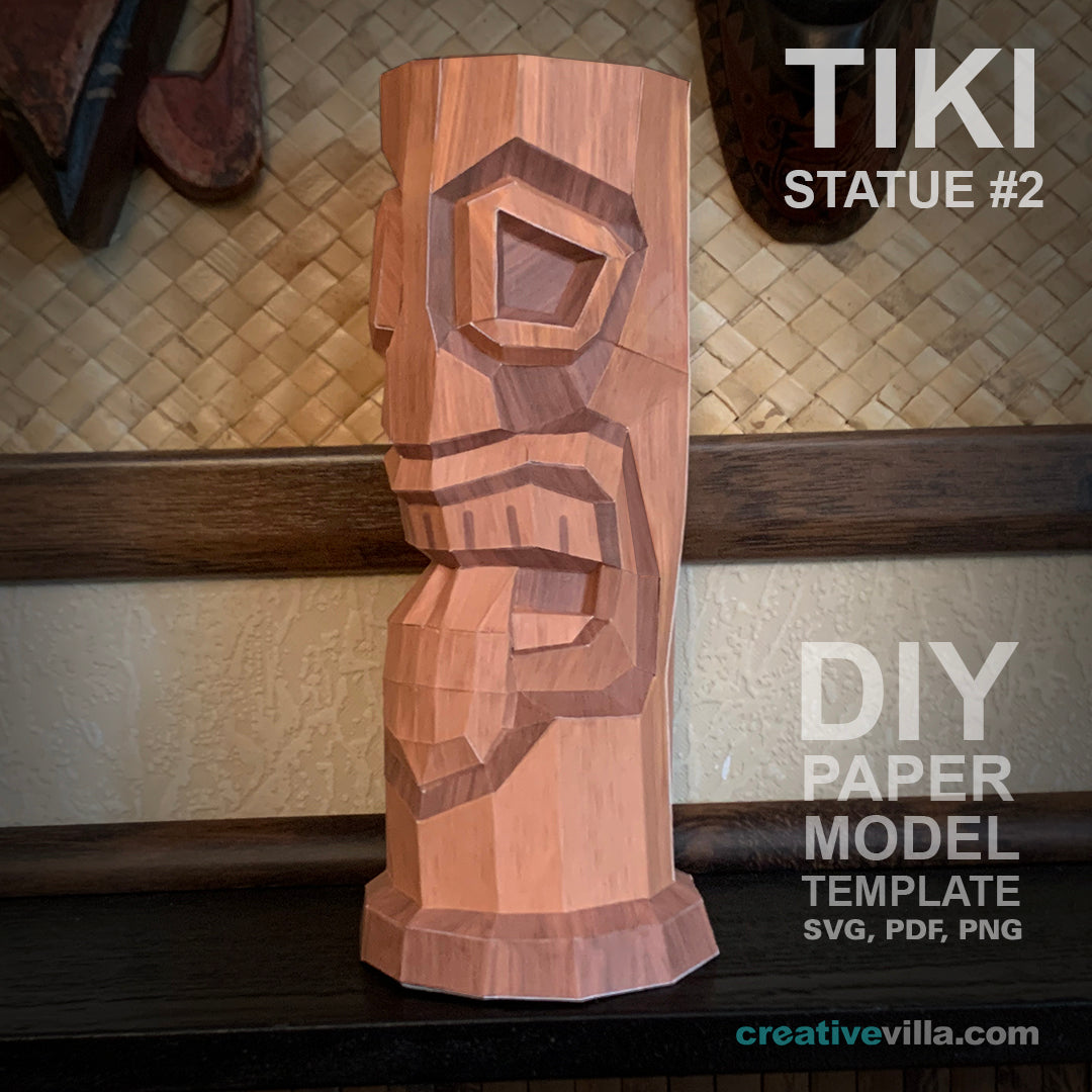 Tiki Statue #2 - DIY Polygonal Paper Art Model Template, Paper Craft