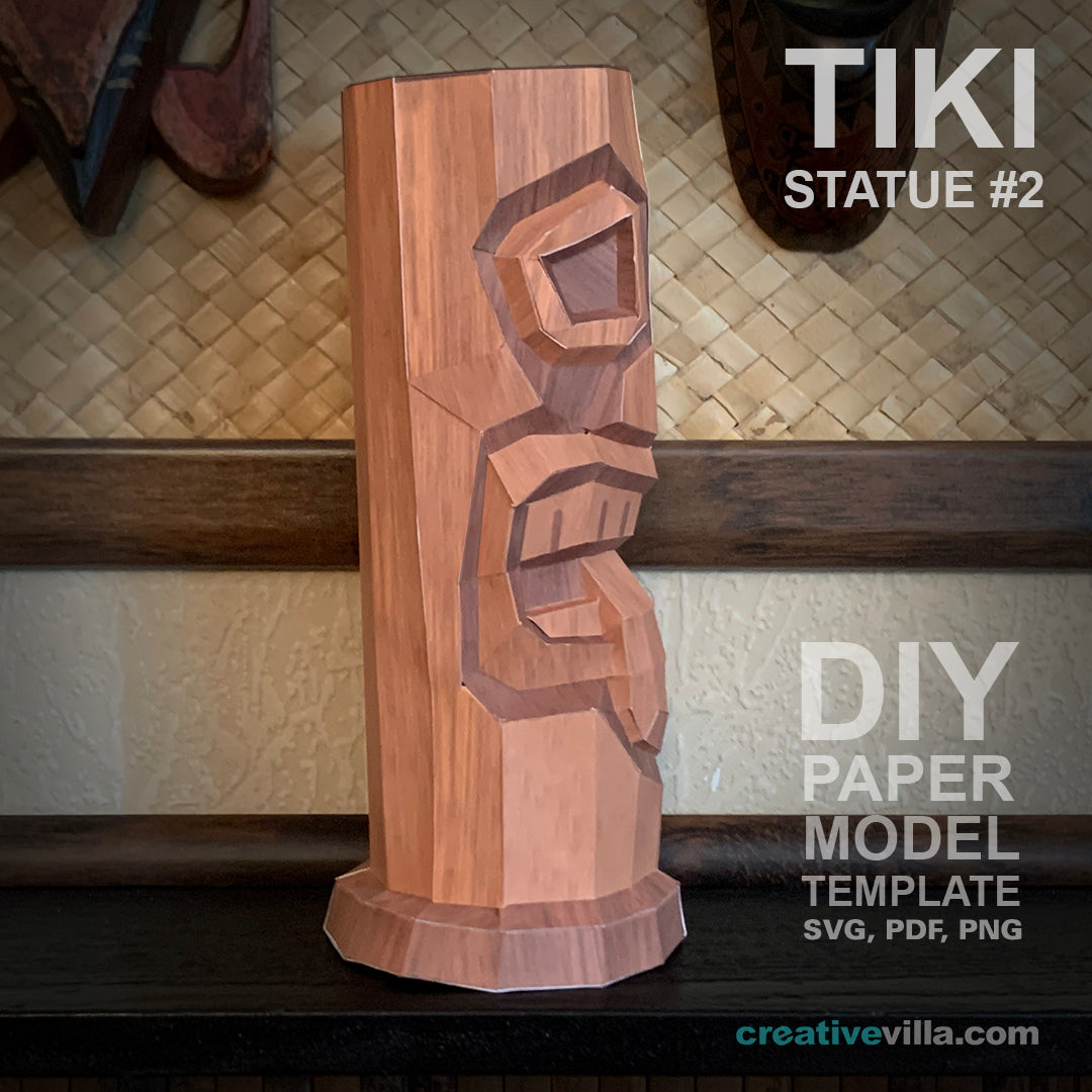 Tiki Statue #2 - DIY Polygonal Paper Art Model Template, Paper Craft