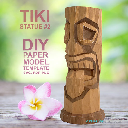 Tiki Statue #2 - DIY Polygonal Paper Art Model Template, Paper Craft