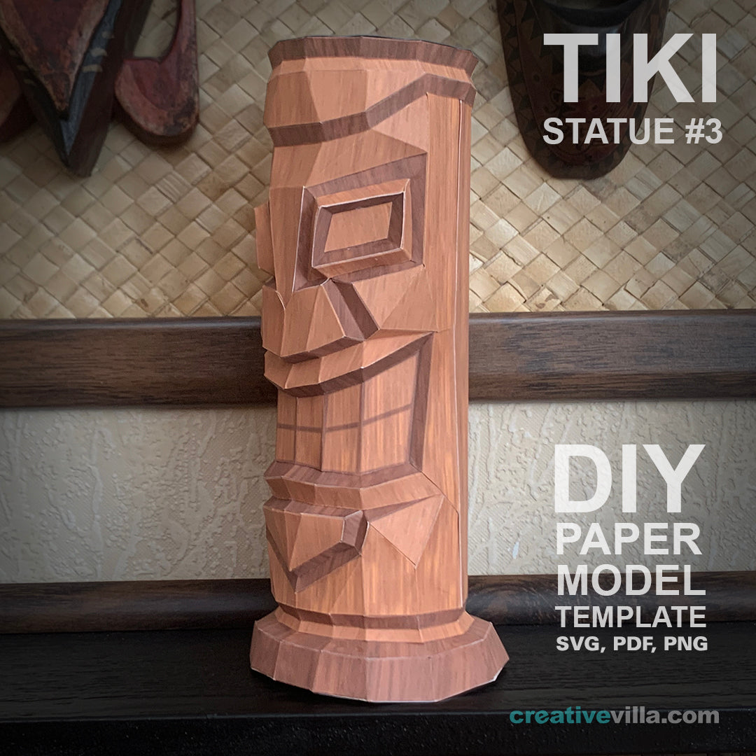 Tiki Statue #3 - DIY Polygonal Paper Art Model Template, Paper Craft