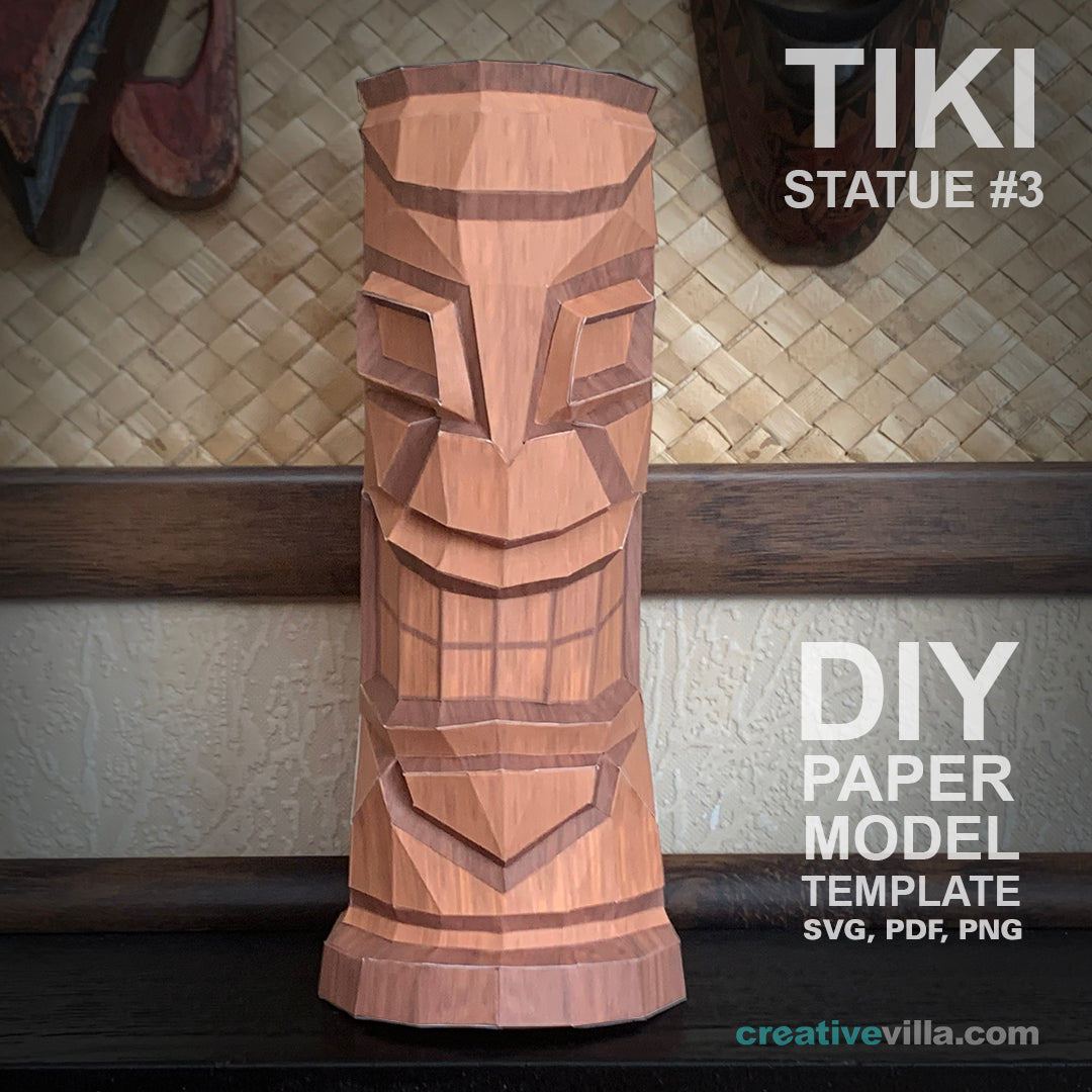 Tiki Statue #3 - DIY Polygonal Paper Art Model Template, Paper Craft