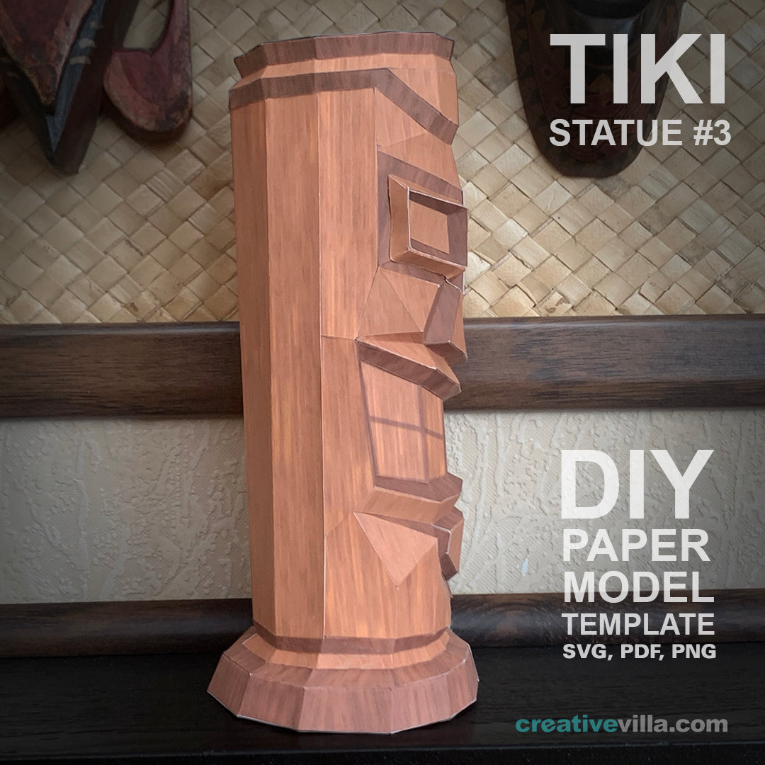 Tiki Statue #3 - DIY Polygonal Paper Art Model Template, Paper Craft