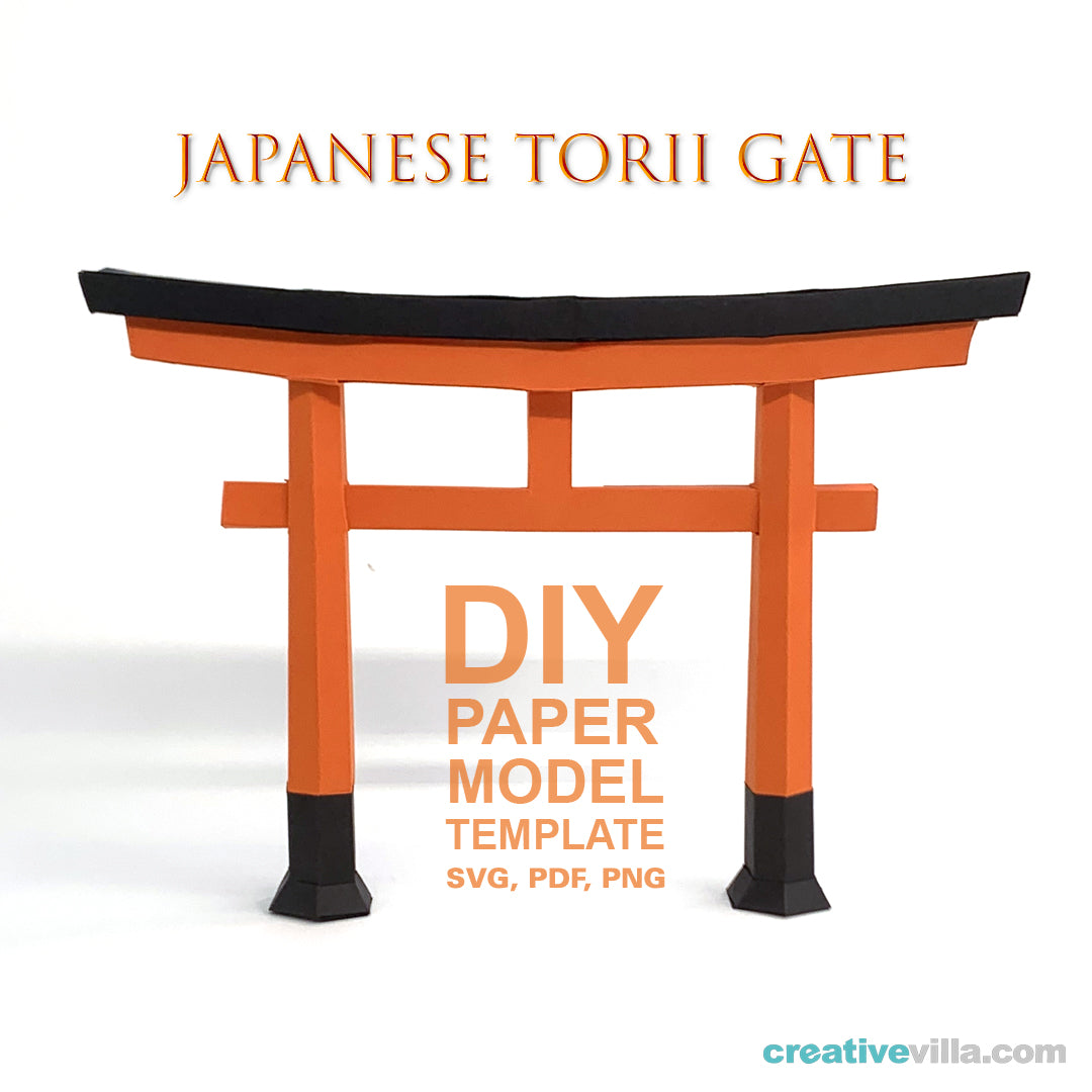 Japanese Village - Torii Gate - DIY Polygonal Paper Art Model Template, Paper Craft