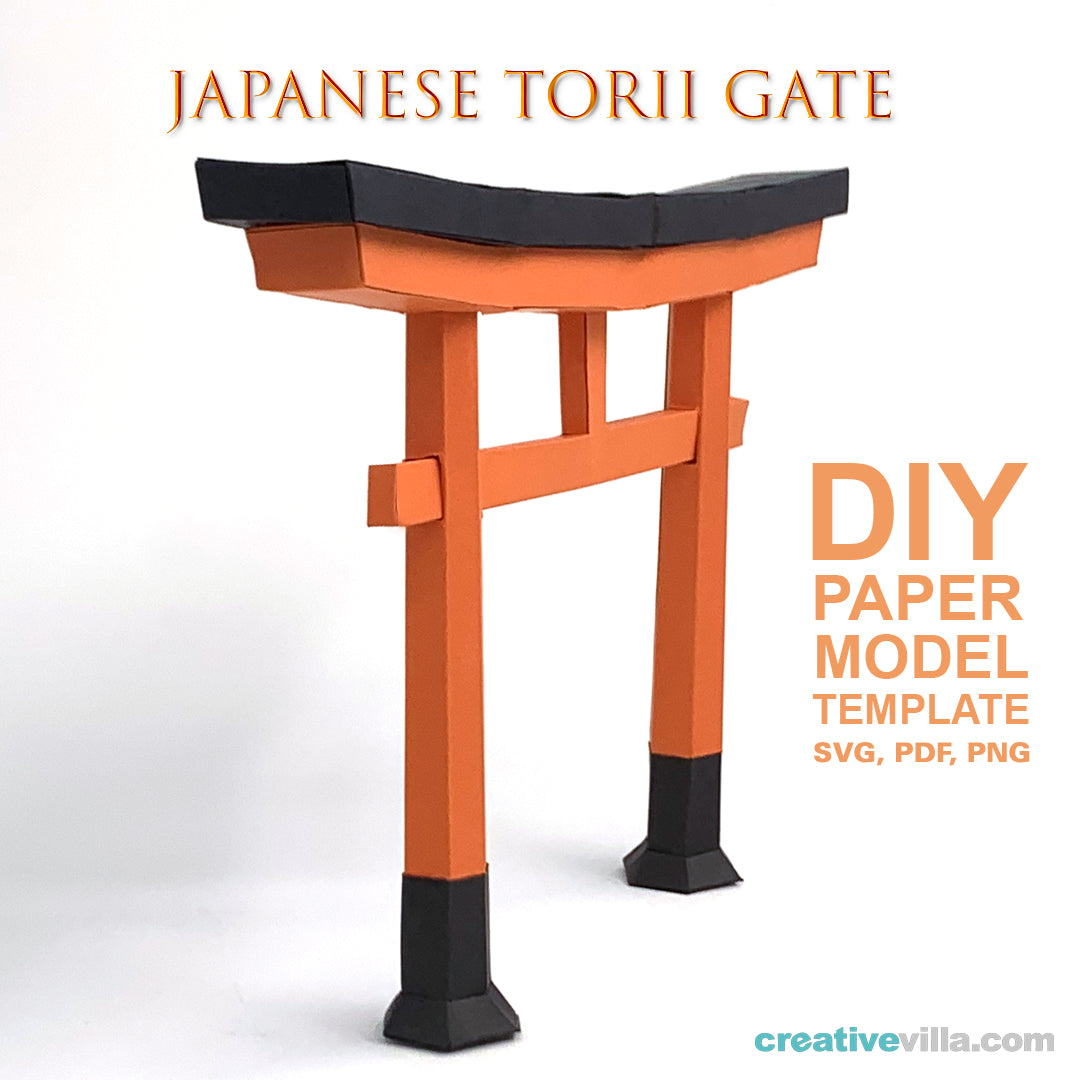 Japanese Village - Torii Gate - DIY Polygonal Paper Art Model Template, Paper Craft