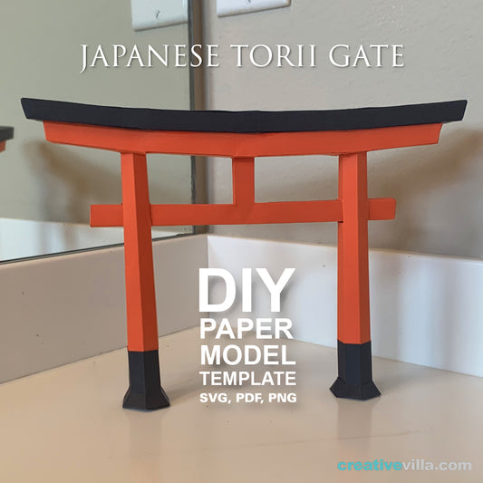 Japanese Village - Torii Gate - DIY Polygonal Paper Art Model Template, Paper Craft