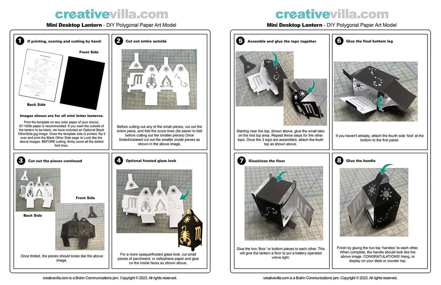 Leo Zodiac Mini Desktop Lantern DIY Low Poly Paper Model Template, Cricut Paper Craft