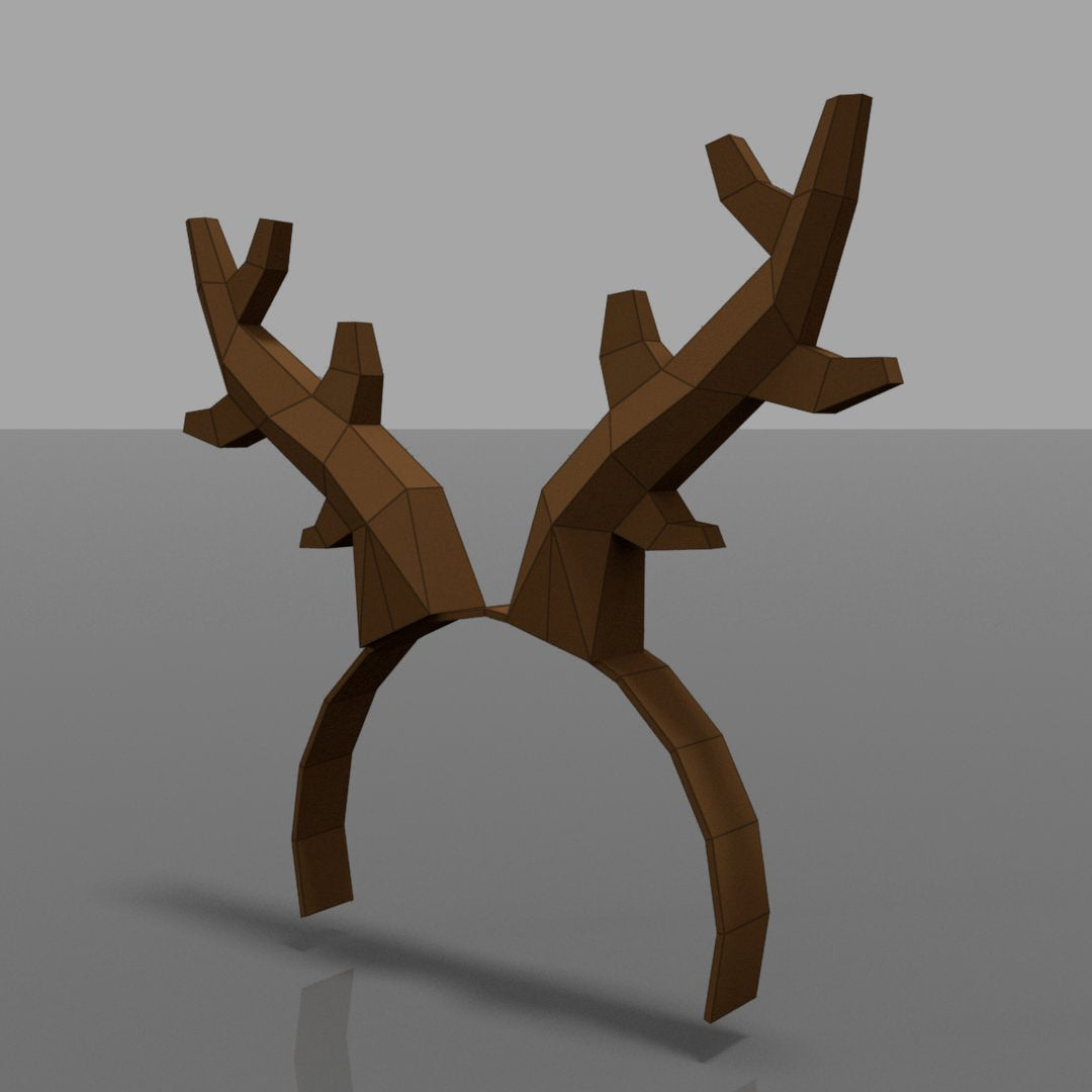 Reindeer Antler Headbands - DIY Low Poly Paper Model Template, Paper Craft