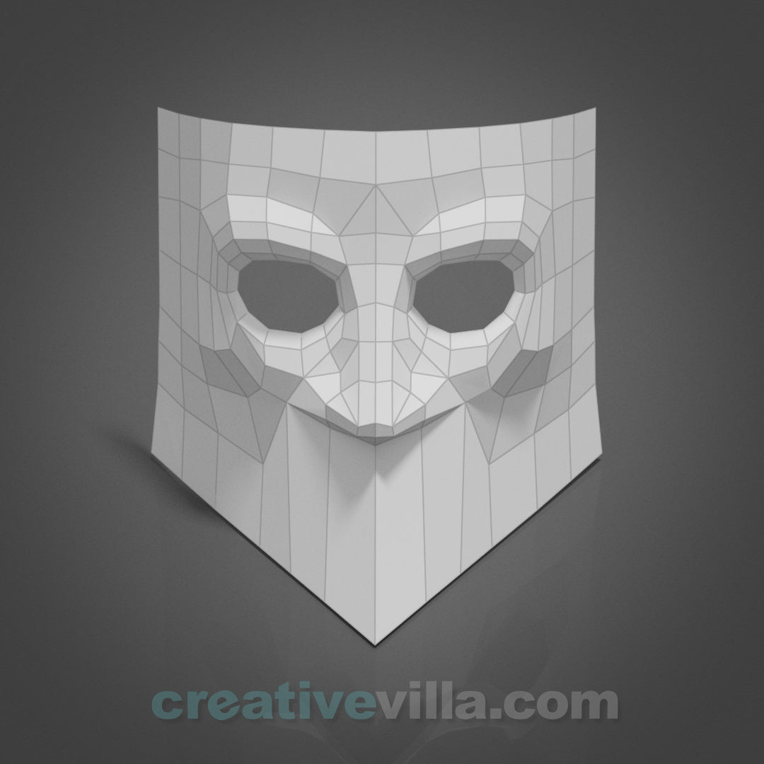 Venetian Bauta Mask DIY Low Poly Paper Model Template, Paper Craft