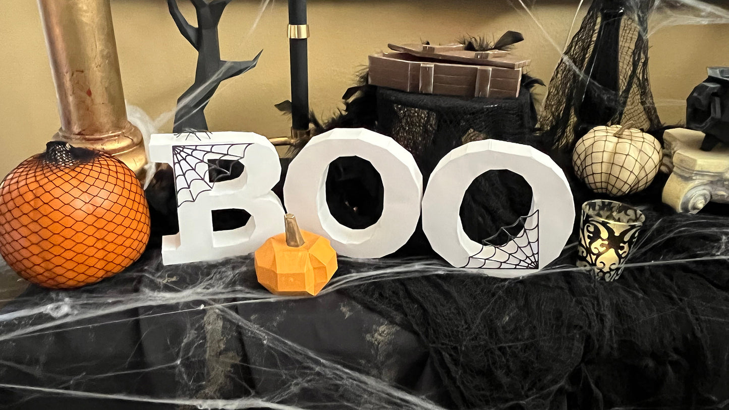 Boo Lettering DIY Low Poly Paper Model Template, Paper Craft