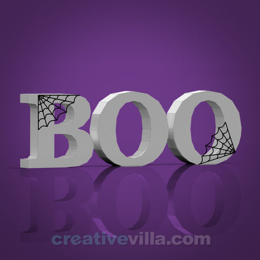 Boo Lettering DIY Low Poly Paper Model Template, Paper Craft