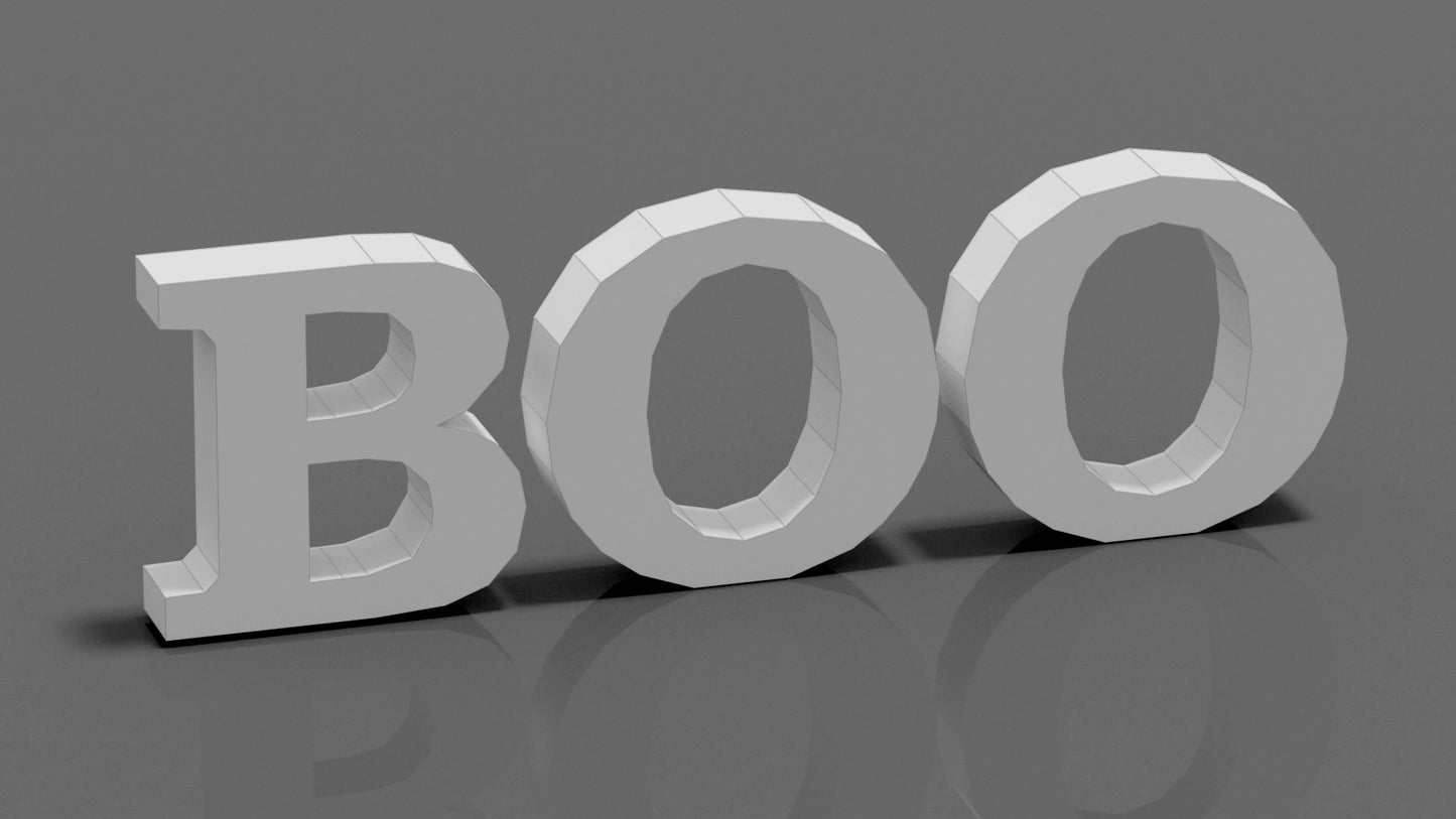 Boo Lettering DIY Low Poly Paper Model Template, Paper Craft