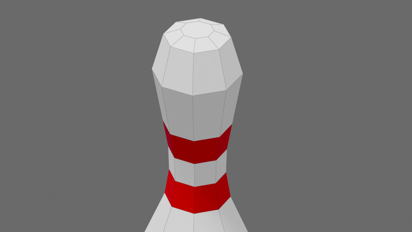 Bowling Pin DIY Low Poly Paper Model Template, Paper Craft