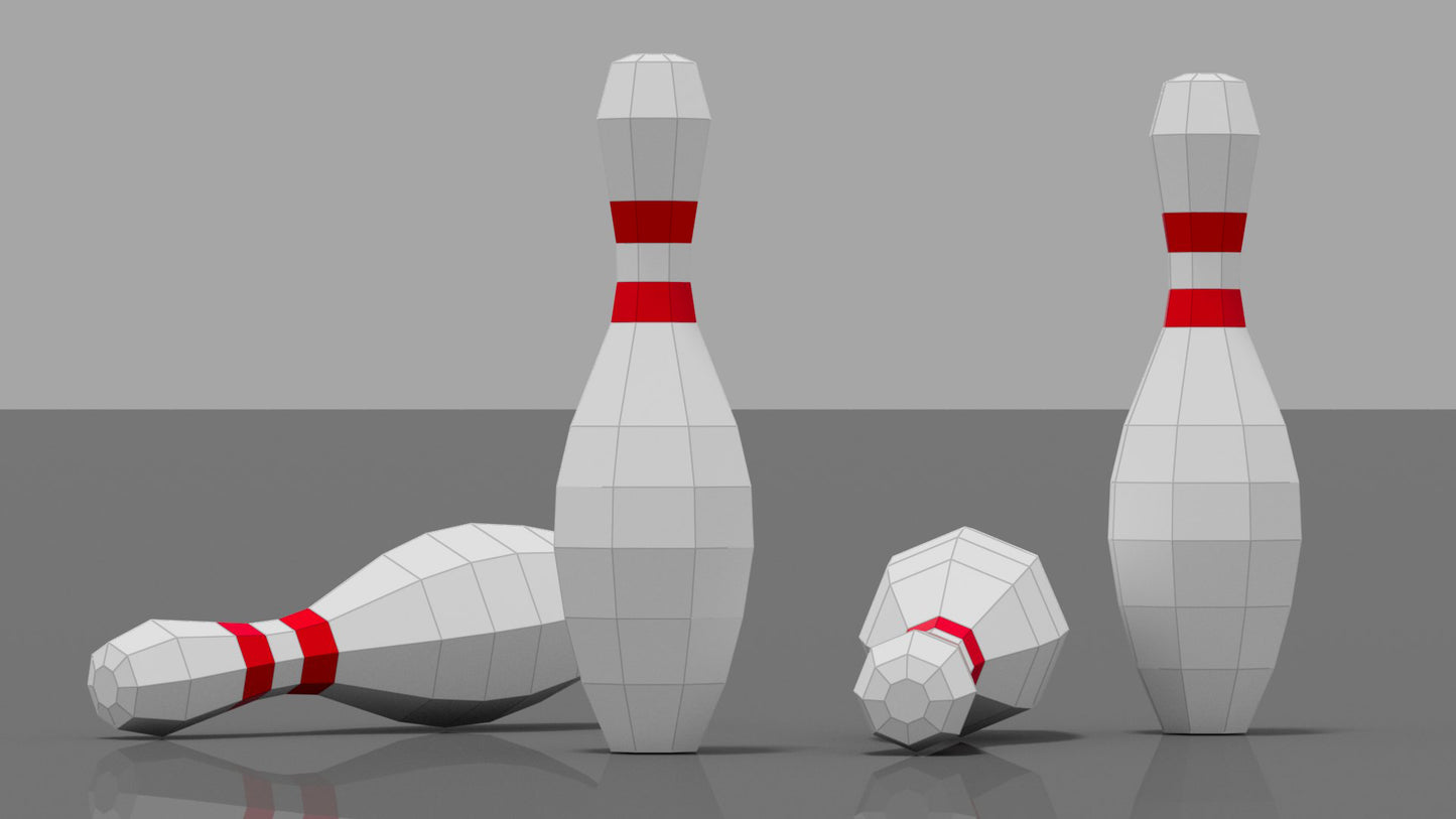 Bowling Pin DIY Low Poly Paper Model Template, Paper Craft