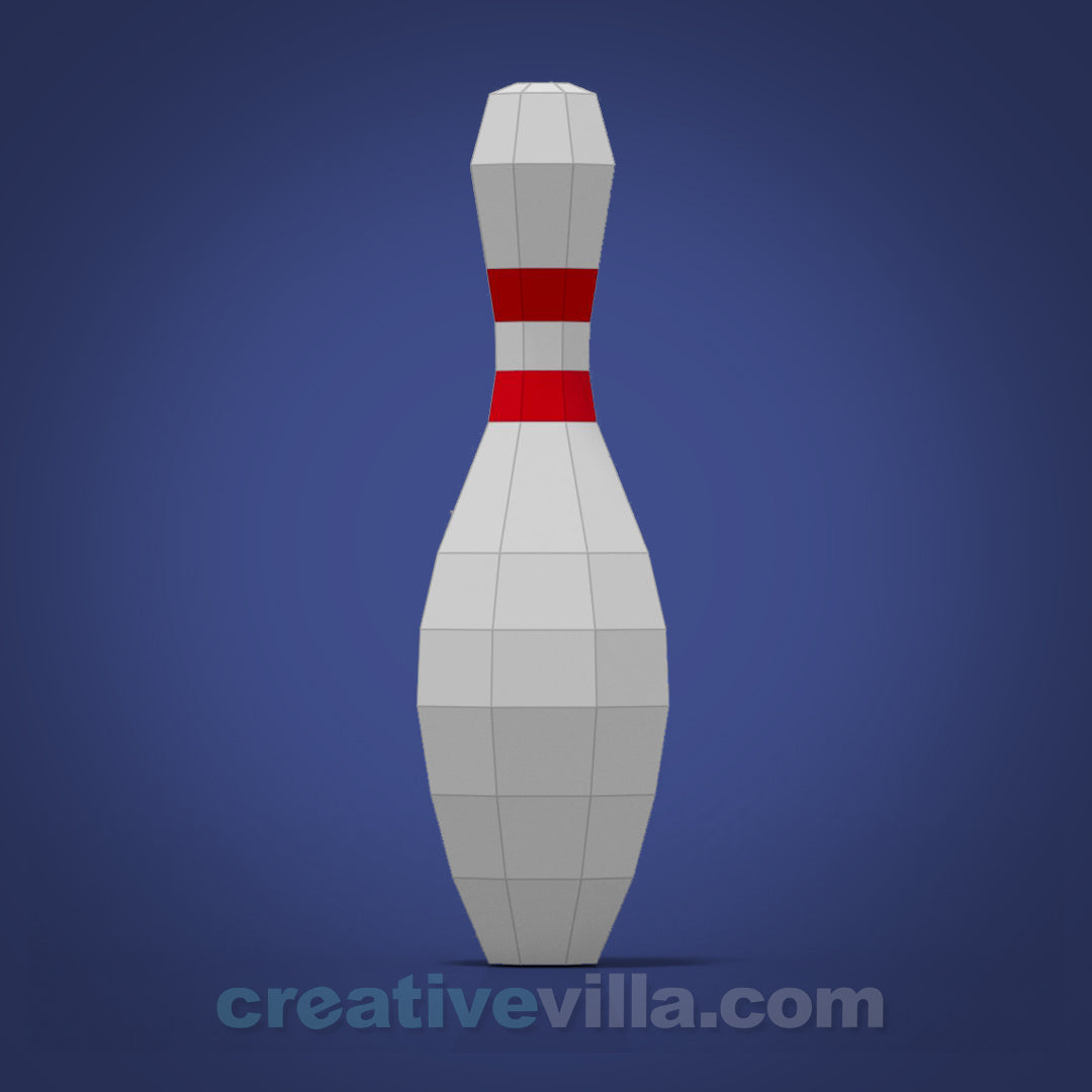 Bowling Pin DIY Low Poly Paper Model Template, Paper Craft