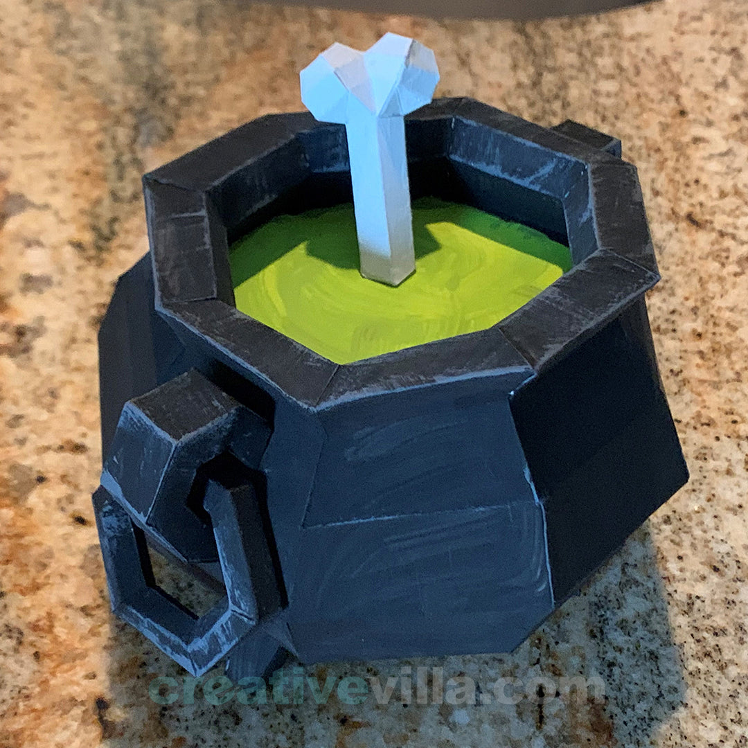 Witches Cauldron DIY Low Poly Paper Model Template, Paper Craft