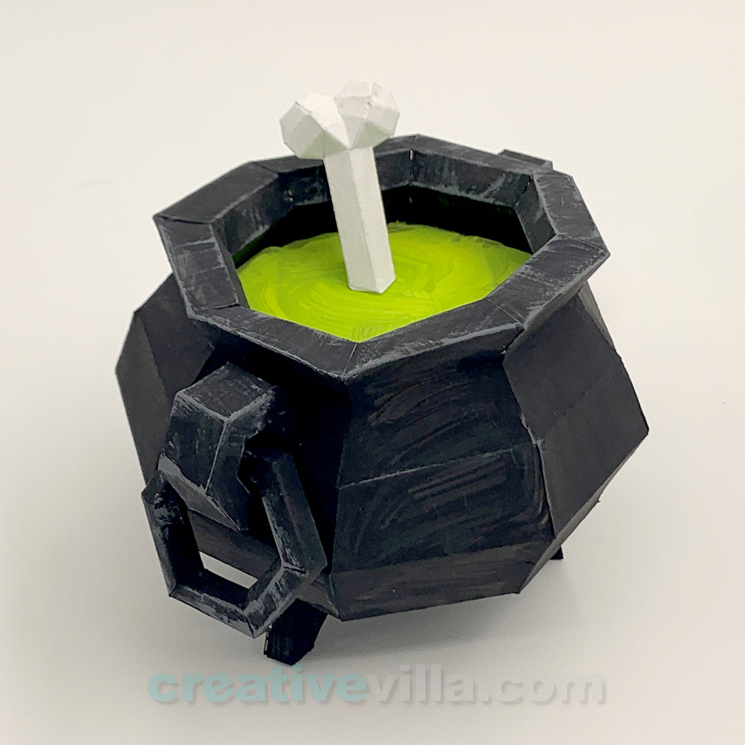 Witches Cauldron DIY Low Poly Paper Model Template, Paper Craft