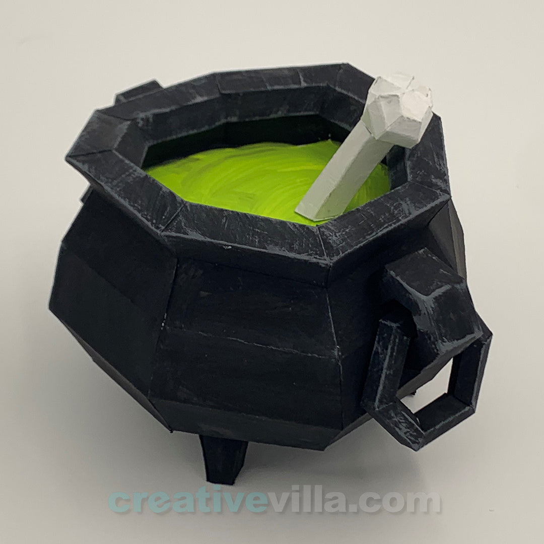 Witches Cauldron DIY Low Poly Paper Model Template, Paper Craft