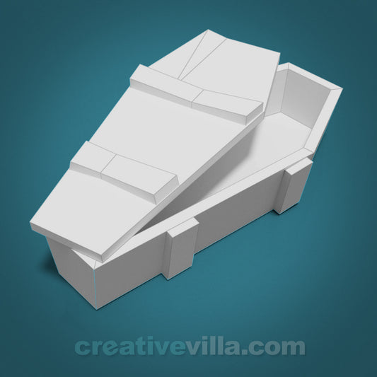 Wooden Coffin DIY Low Poly Paper Model Template, Paper Craft