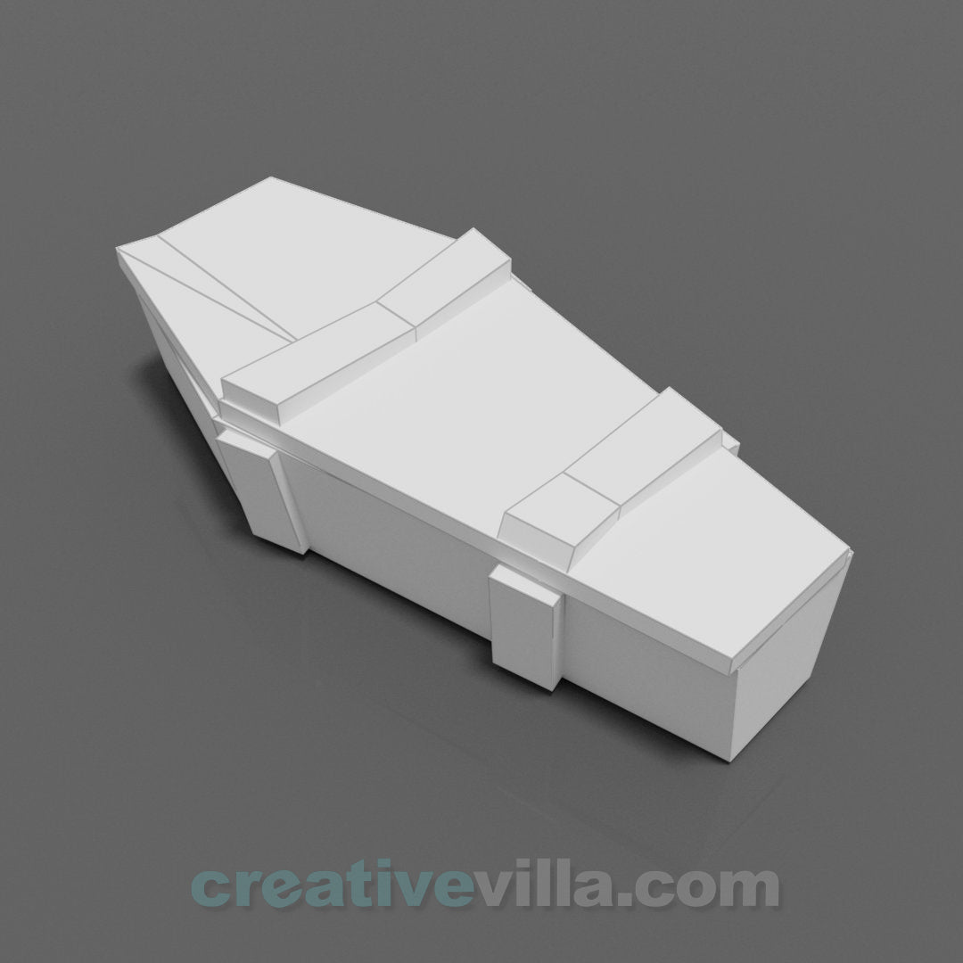 Wooden Coffin DIY Low Poly Paper Model Template, Paper Craft