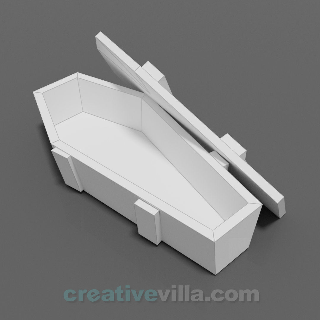 Wooden Coffin DIY Low Poly Paper Model Template, Paper Craft
