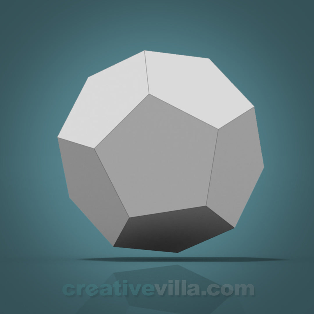 Dodecahedron - 12 sided die DIY Low Poly Paper Model Template, Paper Craft