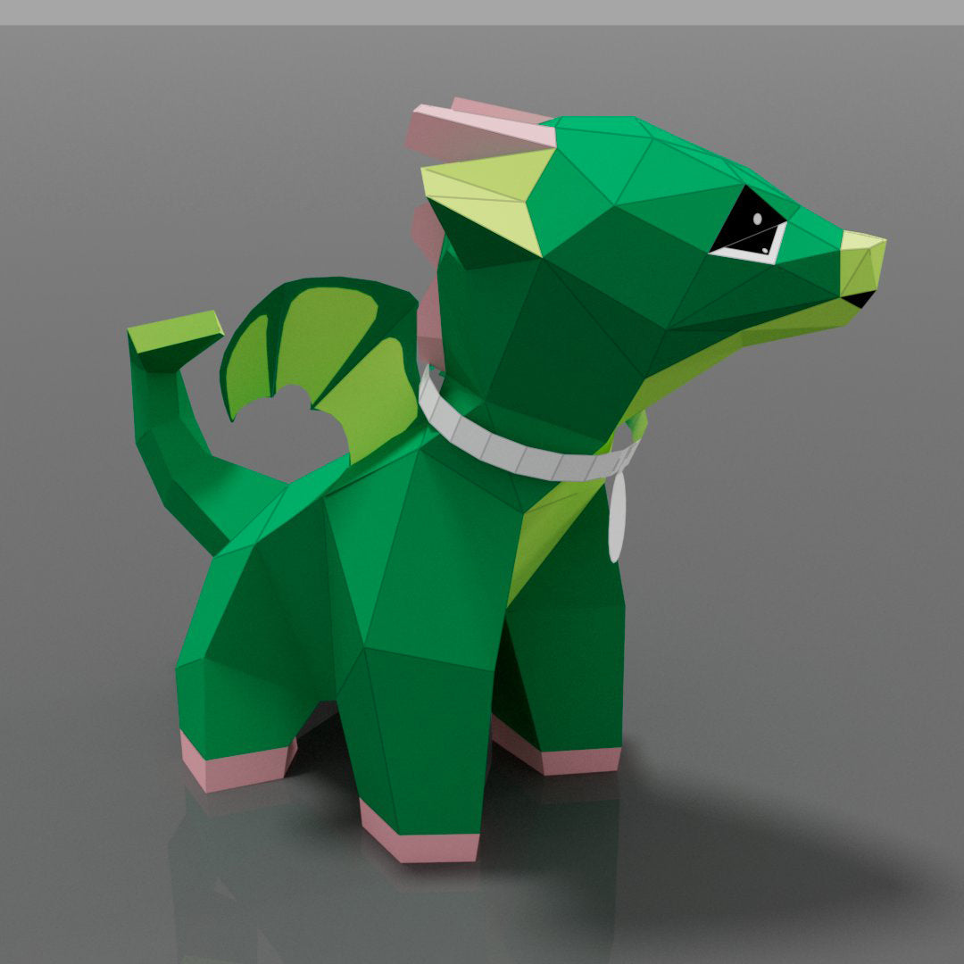 Villa Buddies - Dragon - DIY Low Poly Paper Model Template, Paper Craft