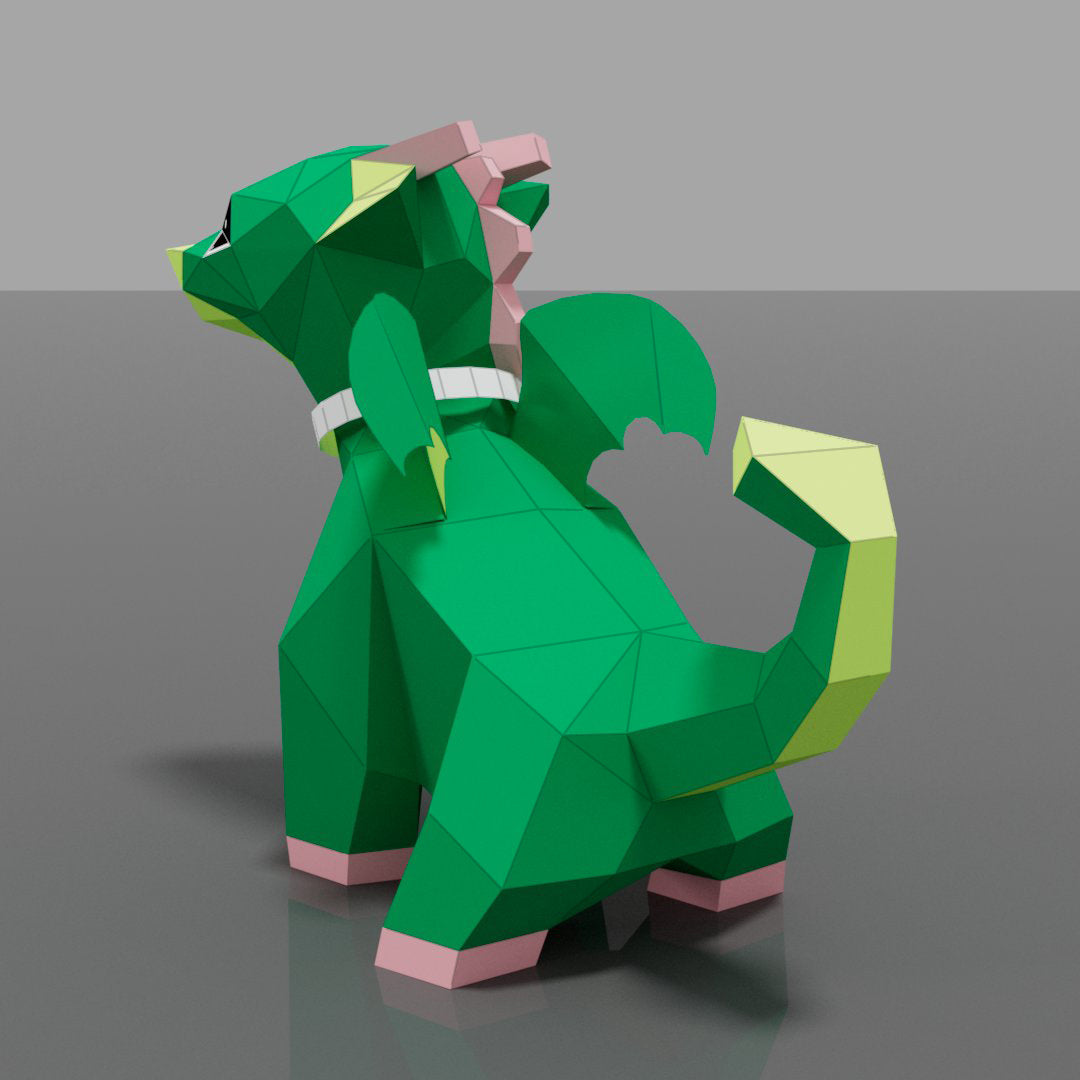 Villa Buddies - Dragon - DIY Low Poly Paper Model Template, Paper Craft