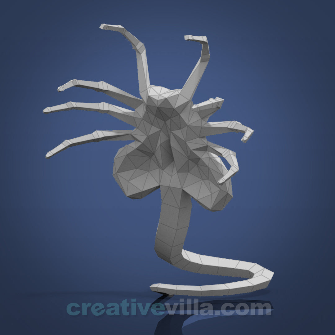 The Face Hugger DIY Low Poly Paper Model Template, Paper Craft