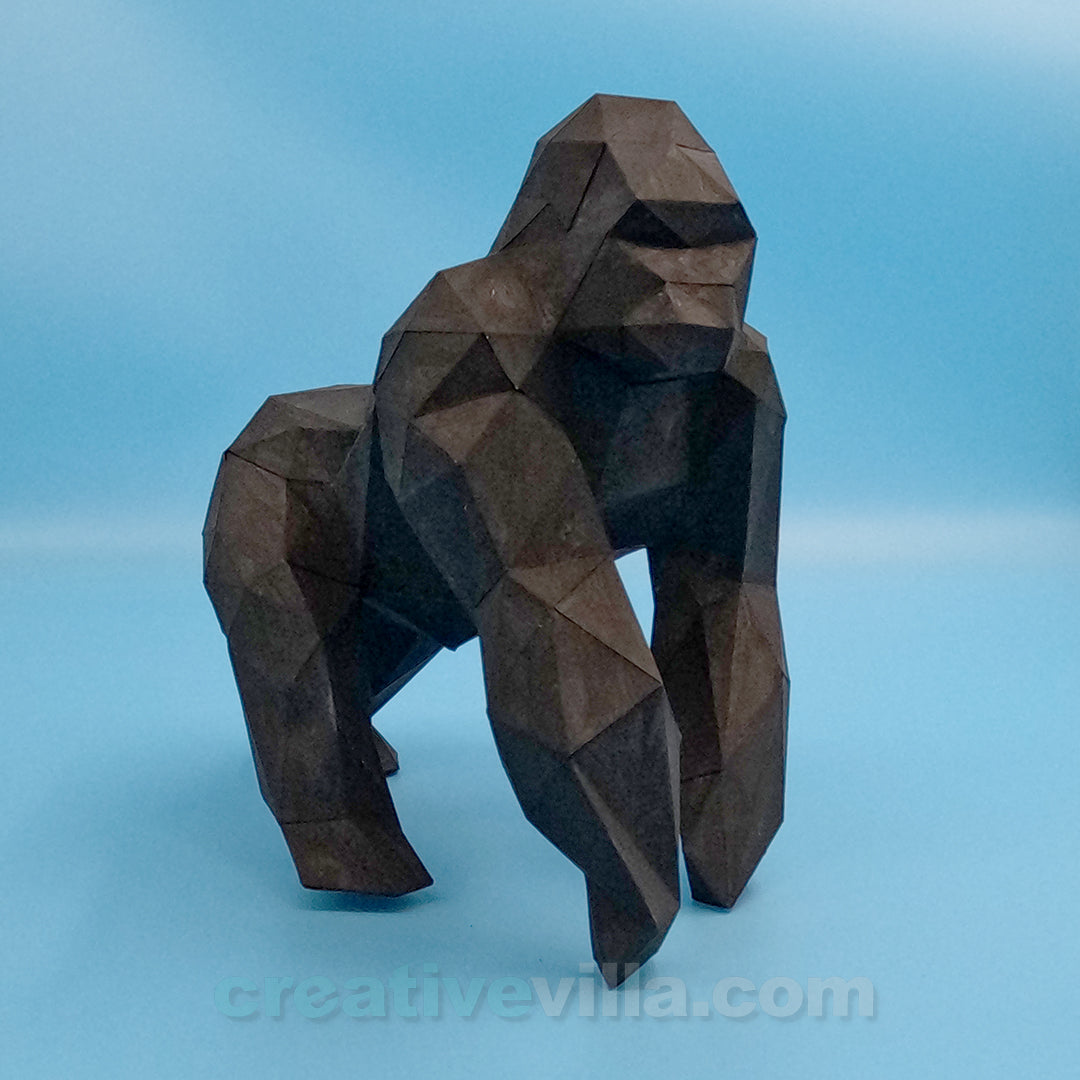 Gorilla Walking DIY Low Poly Paper Model Template, Paper Craft
