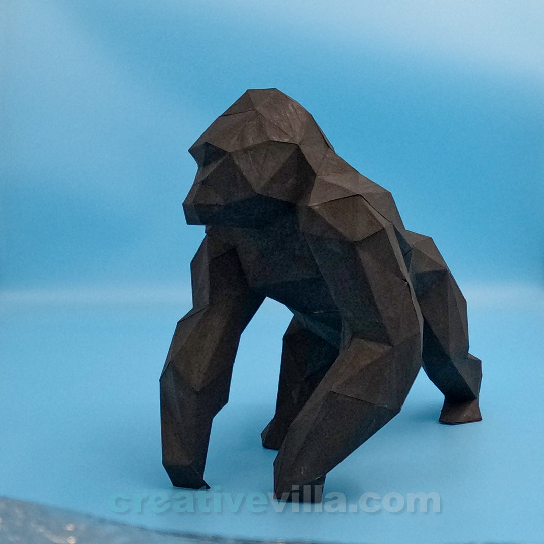Gorilla Walking DIY Low Poly Paper Model Template, Paper Craft