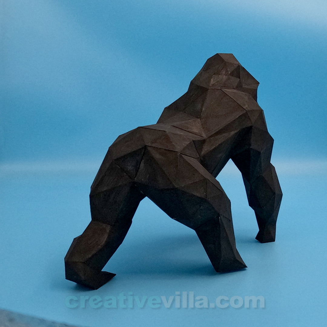 Gorilla Walking DIY Low Poly Paper Model Template, Paper Craft
