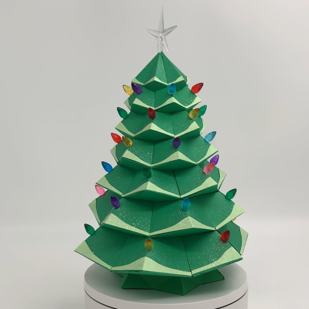 Christmas Tree Night Light DIY Low Poly Paper Model Template, Paper Craft