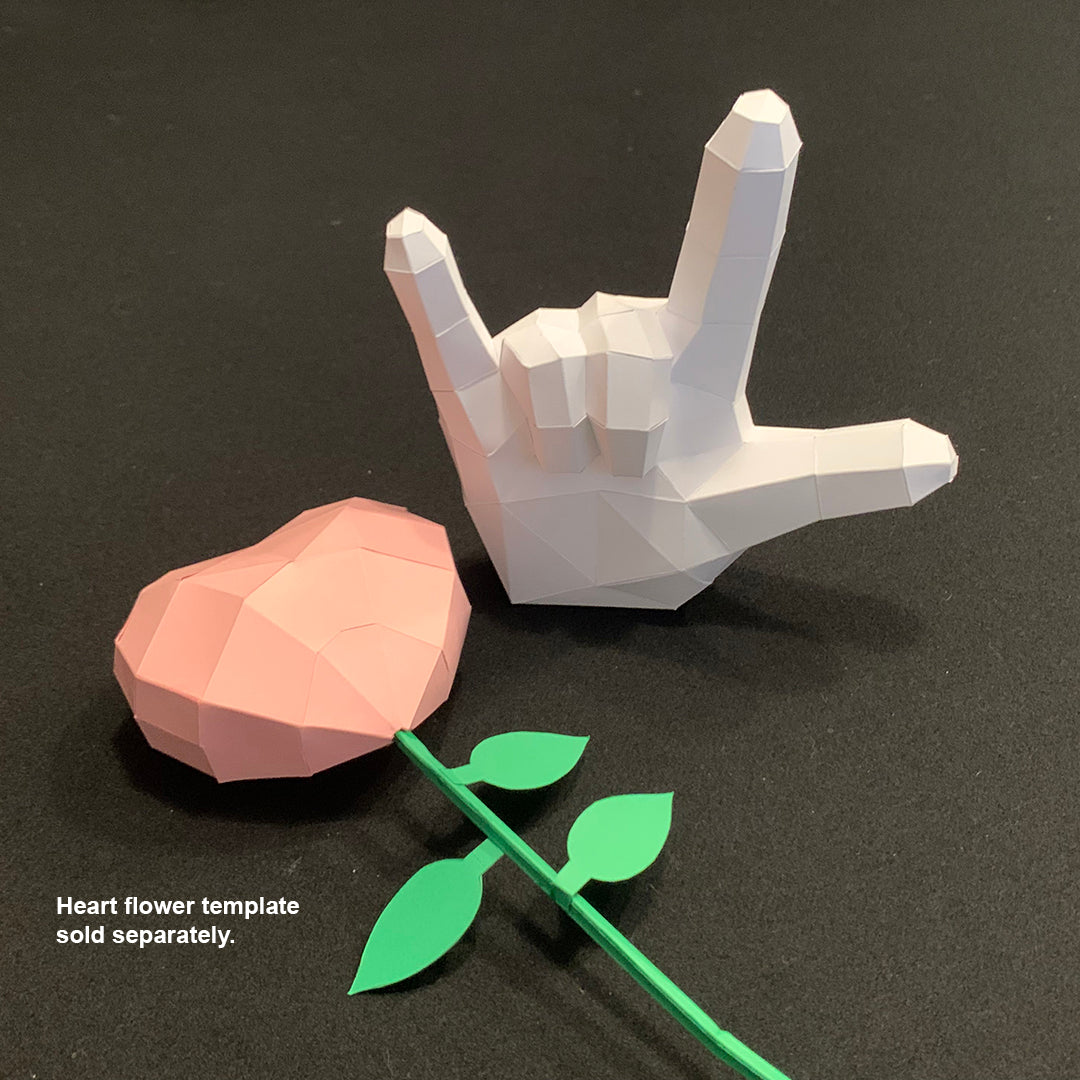 Emoji inspired Hand - Love Sign - DIY Low Poly Paper Model Template, Paper Craft