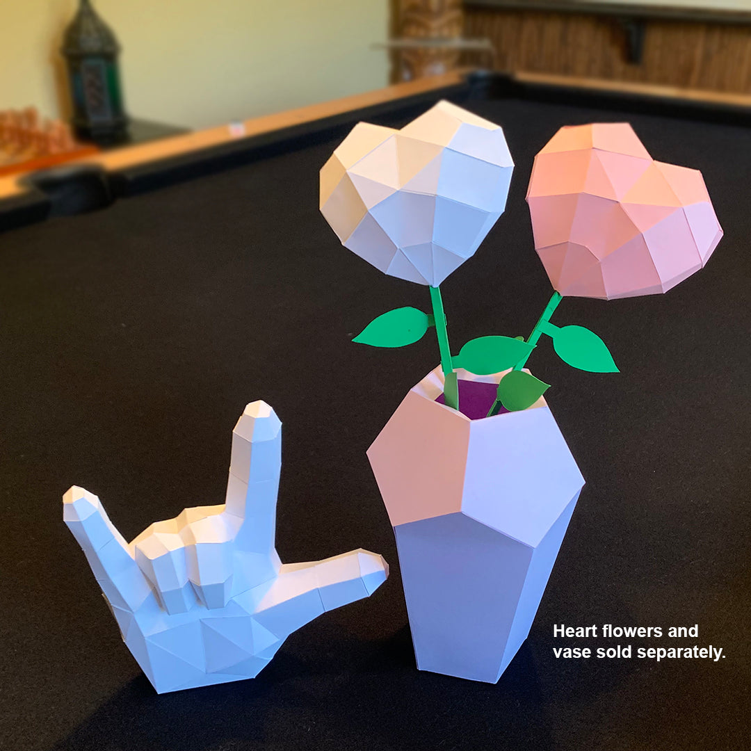 Emoji inspired Hand - Love Sign - DIY Low Poly Paper Model Template, Paper Craft